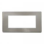 Definity brushed stainless 2 gang quad aperture media plate