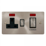Define brushed stainless 45A switch and socket with neon - black inserts