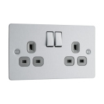 2 gang switched socket flatplate stainless steel