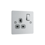1 gang switched socket flatplate stainless steel