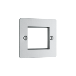 1 gang plate double Euro module brushed steel flat plate